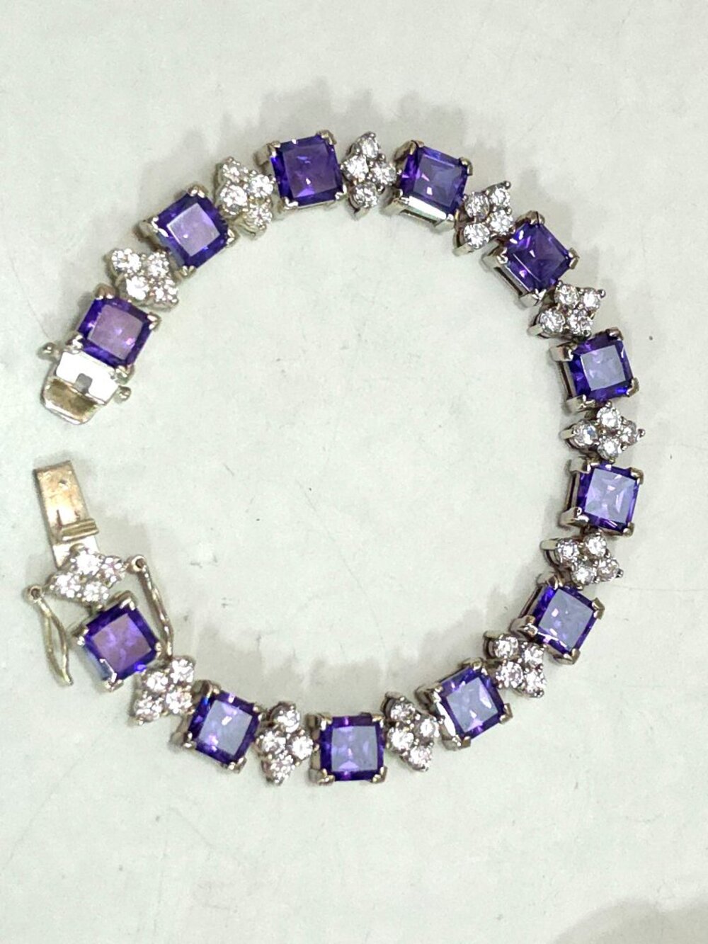 Sterling Silver w/Purple Clear Stones